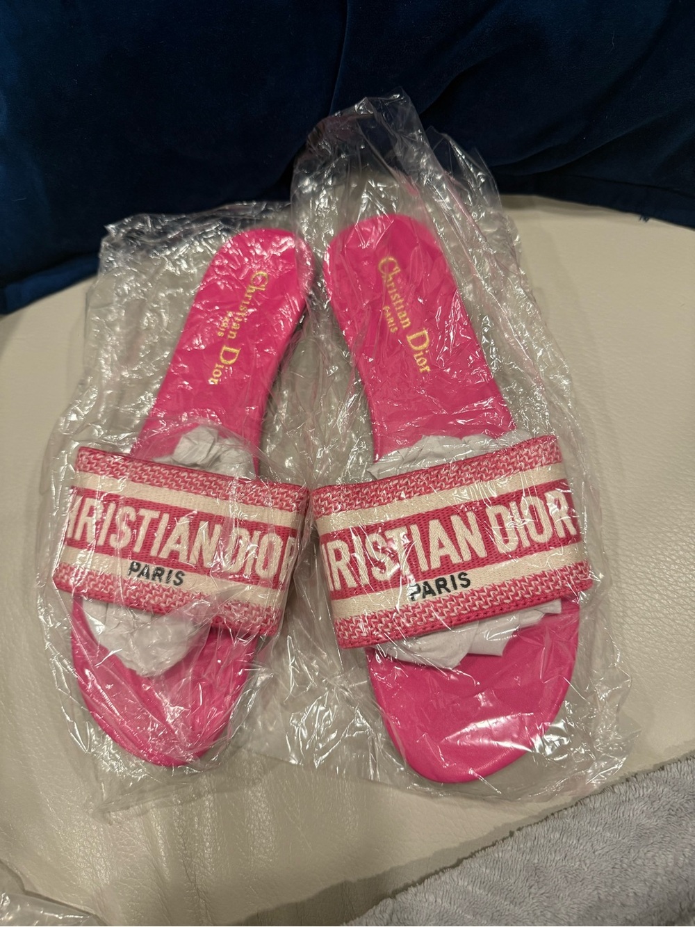 Dior Hot Pink Slide Sandals
